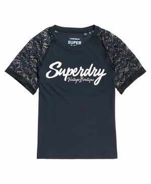 Superdry Madeline Graphic Női Pólók Sötétkék | PCFGD6421